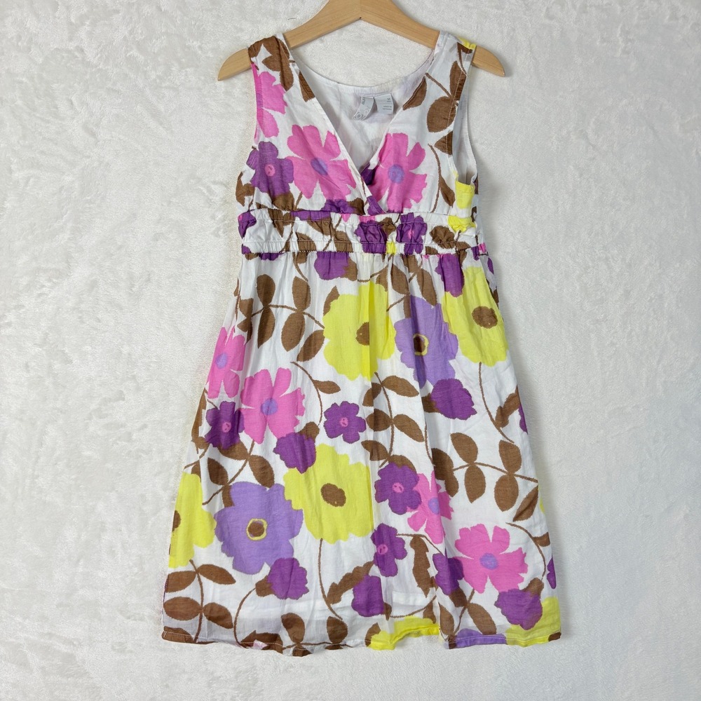 Old Navy Floral Sundress Kids Size 8 White Pink Yellow Good Smocked Cotton